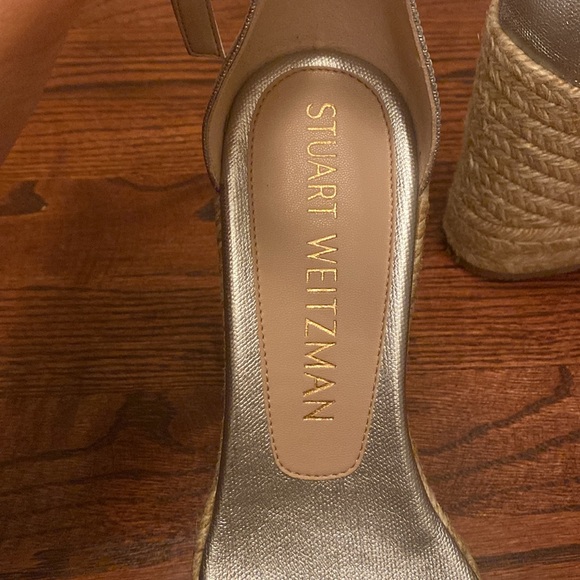 Stuart Weitzman Floria Platform Espadrille Wedge Sandal Silver size 39 (8.5) - Picture 4 of 12